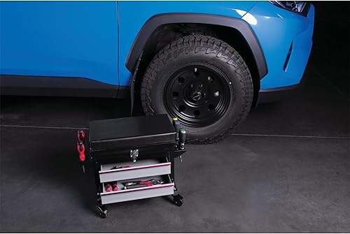 Miniatura 8 de Performance Tool W85024 - Asiento de trabajo con ruedas y caja de herramientas para talleres mecánicos, color negro, asiento de 16 x 9 pulgadas
