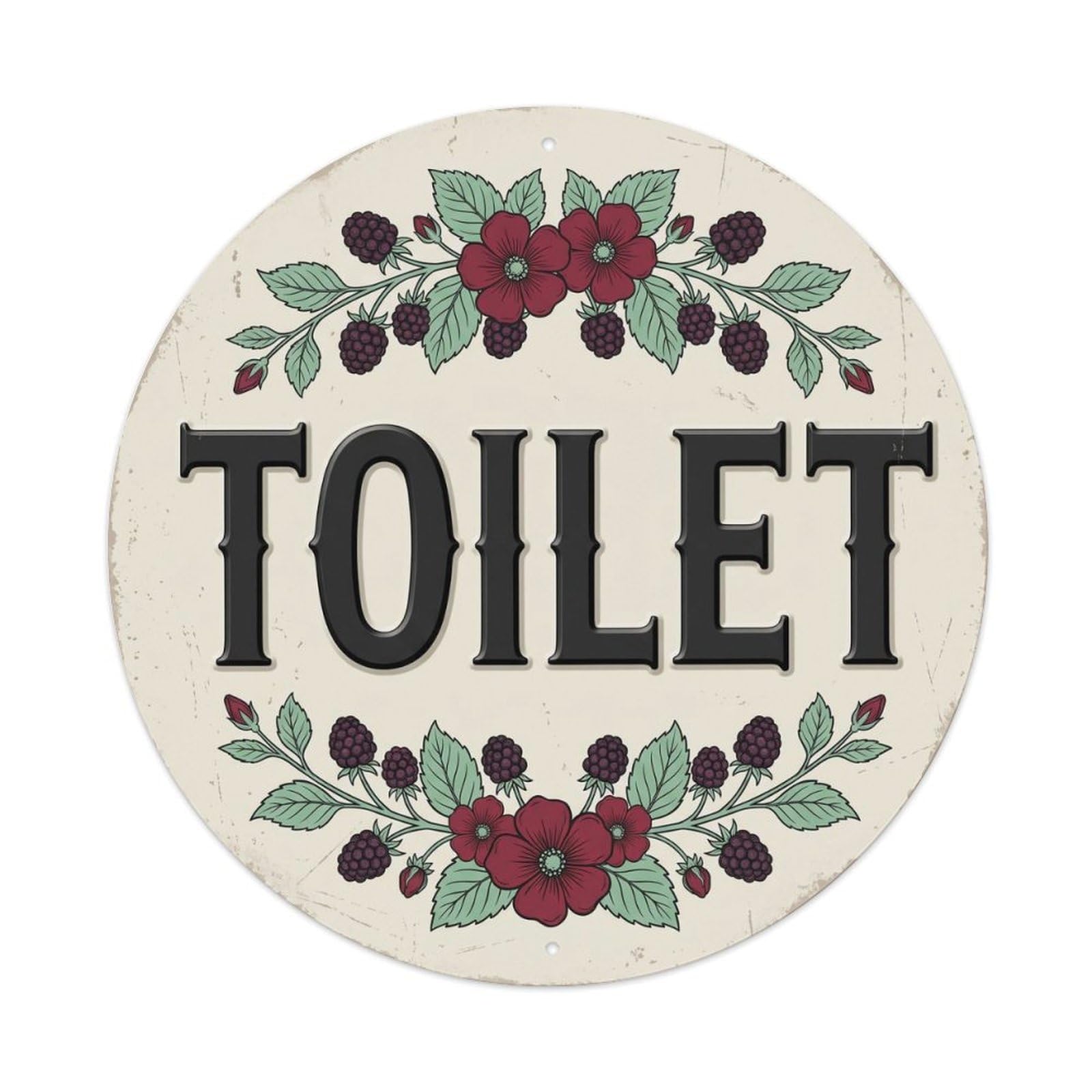 Okahys 8X8inch(20X20cm) Toilet(Wc) Signage Blackberry Vintage Metal Tin Sign