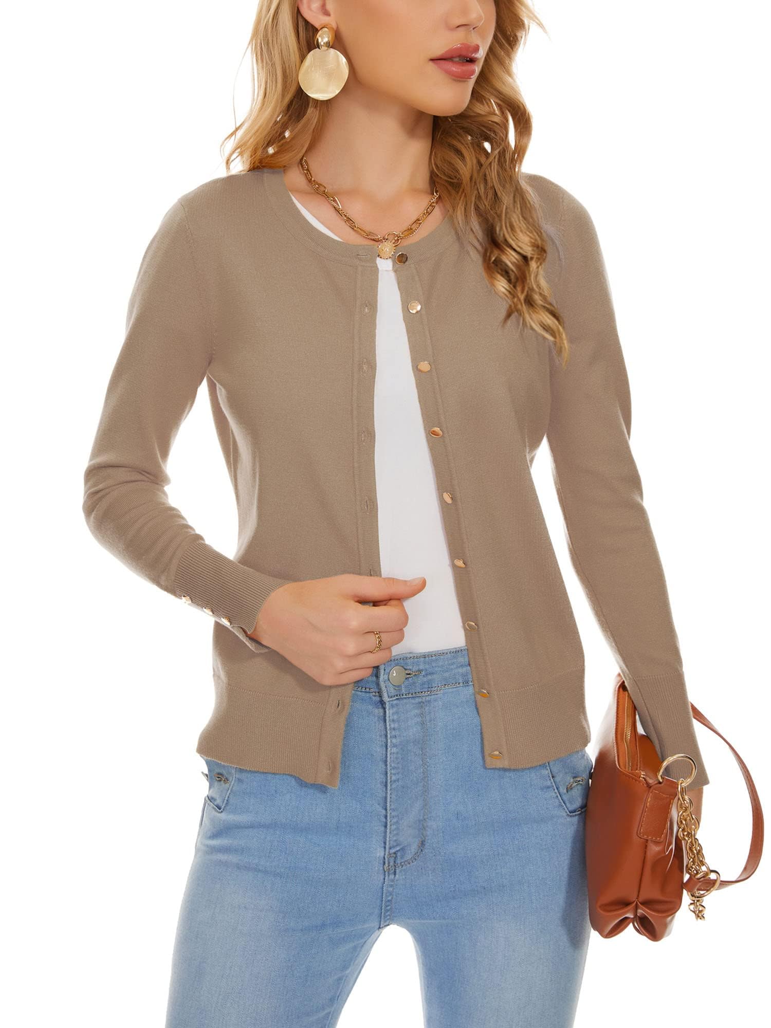 Spicy Sandia Womens Cardigan Sweaters Lightweight Button Up Crewneck Dressy Casual Trendy Spring Sweater Jackets