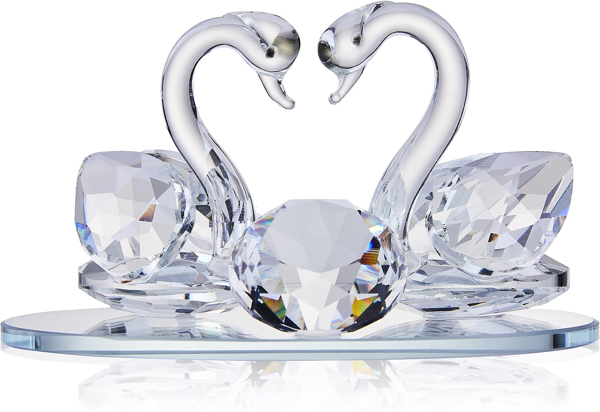 Decorative Crystal Glass Swan Shape Double with Swarovski Crystal Elements Gift (Set of 1)