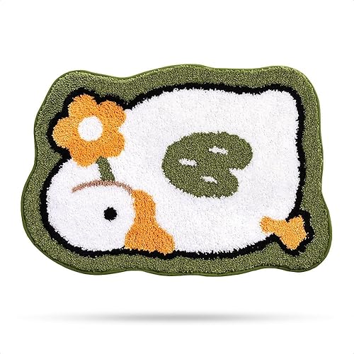 Molesun Goose Bath Mats, Microfiber Absorbent Bathroom Rugs with Non Slip Backing, Cute Bathroom Floor Mat for Kitchen, Bedroom, Kids Room Carpet, 18" x 25" - Yellow Flower