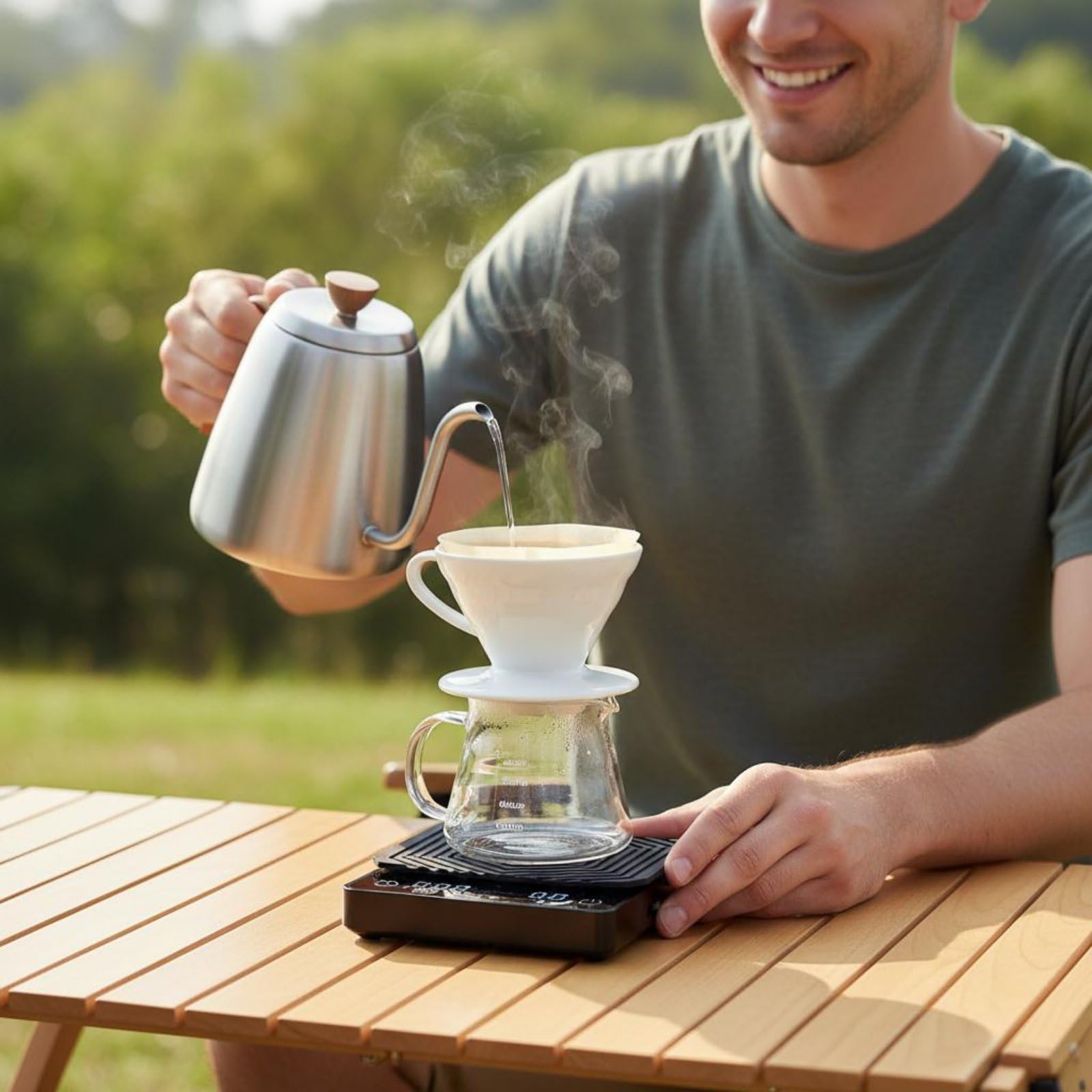 kowaku Balance de Café Numérique Balance Espresso Balance de Cuisine Balance de avec Minuterie Simple Tare Rapide Calibration Stable Format de Poche Adaptée, Silver