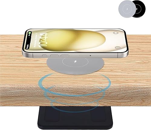 Cargador inalámbrico NiiTTER invisible de 2 pulgadas (1.969 in), cargador inalámbrico debajo del escritorio, carga inalámbrica debajo del mostrador