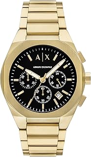 armani exchange Stainless Steel Analog Black Dial Men's Watch-Ax4180, Band Color:Gold-picture-22