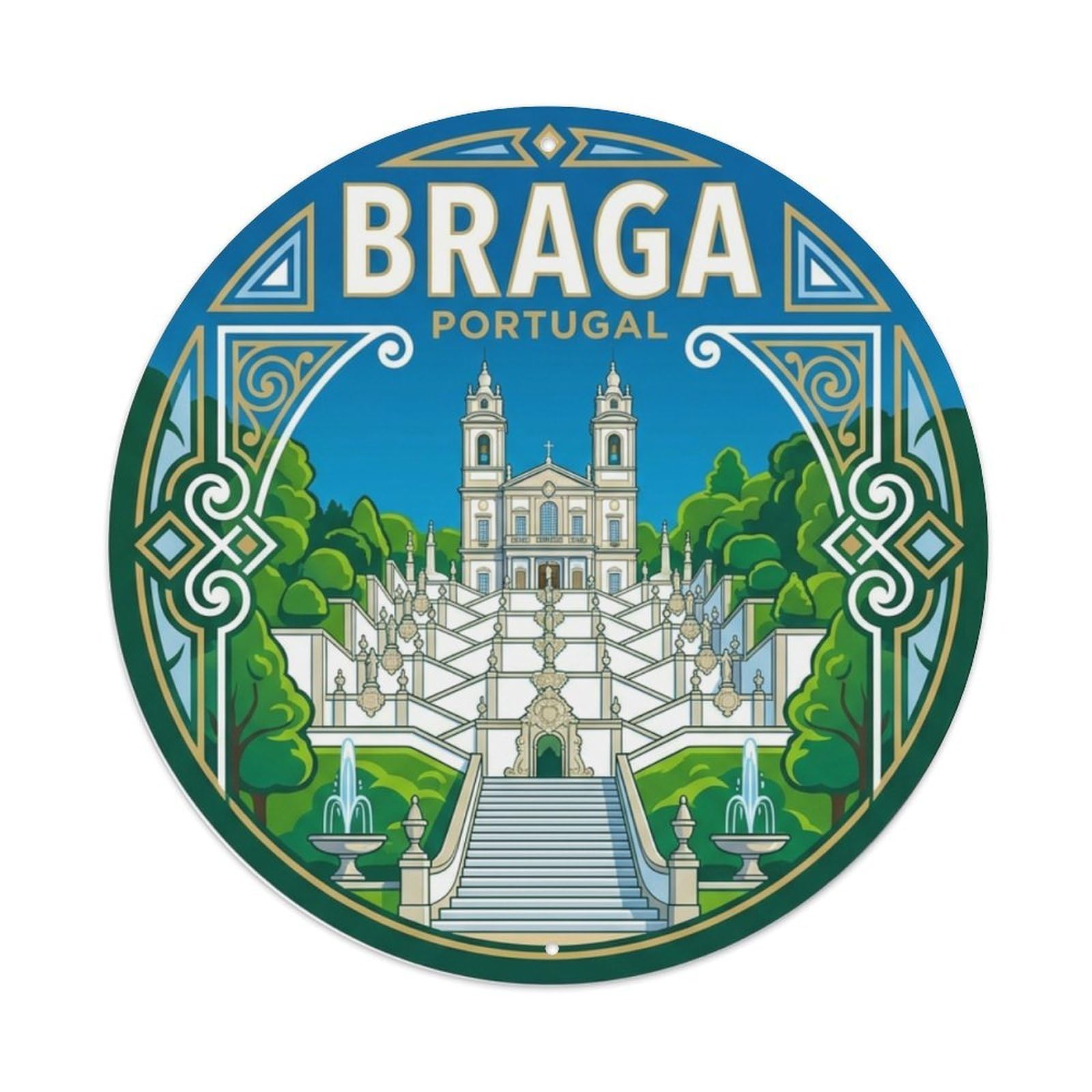 Metal Tin Sign Portugal Vintage Travel Braga