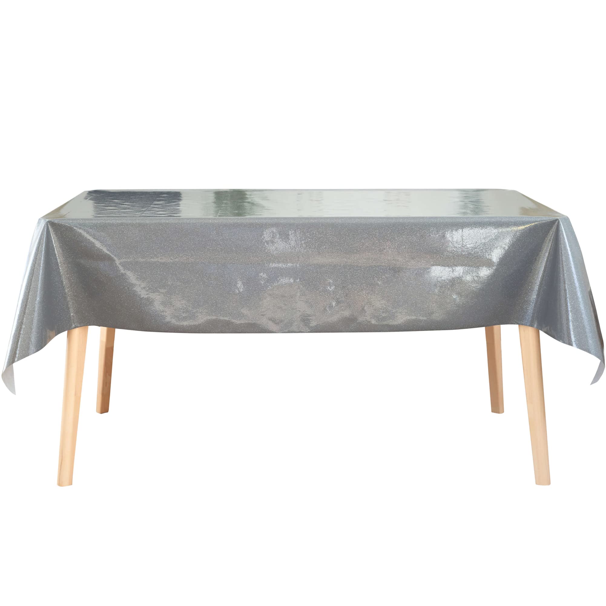 Jolee Glitter Plastic Table Cover | Sparkly Grey Vinyl | PVC Outdoor Table Cloth For Parties, Celebrations And Gatherings | Wipe Clean Table Protector | Party Table Cover For Any Size Or Shape Table