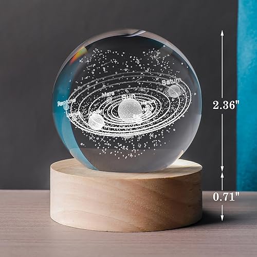 Miniatura 2 de Sistema solar 3D de 2.362 in, bola de cristal, astronomía, universo, regalos, sistema solar, planetas, modelo, ciencia, espacio, temático, física,