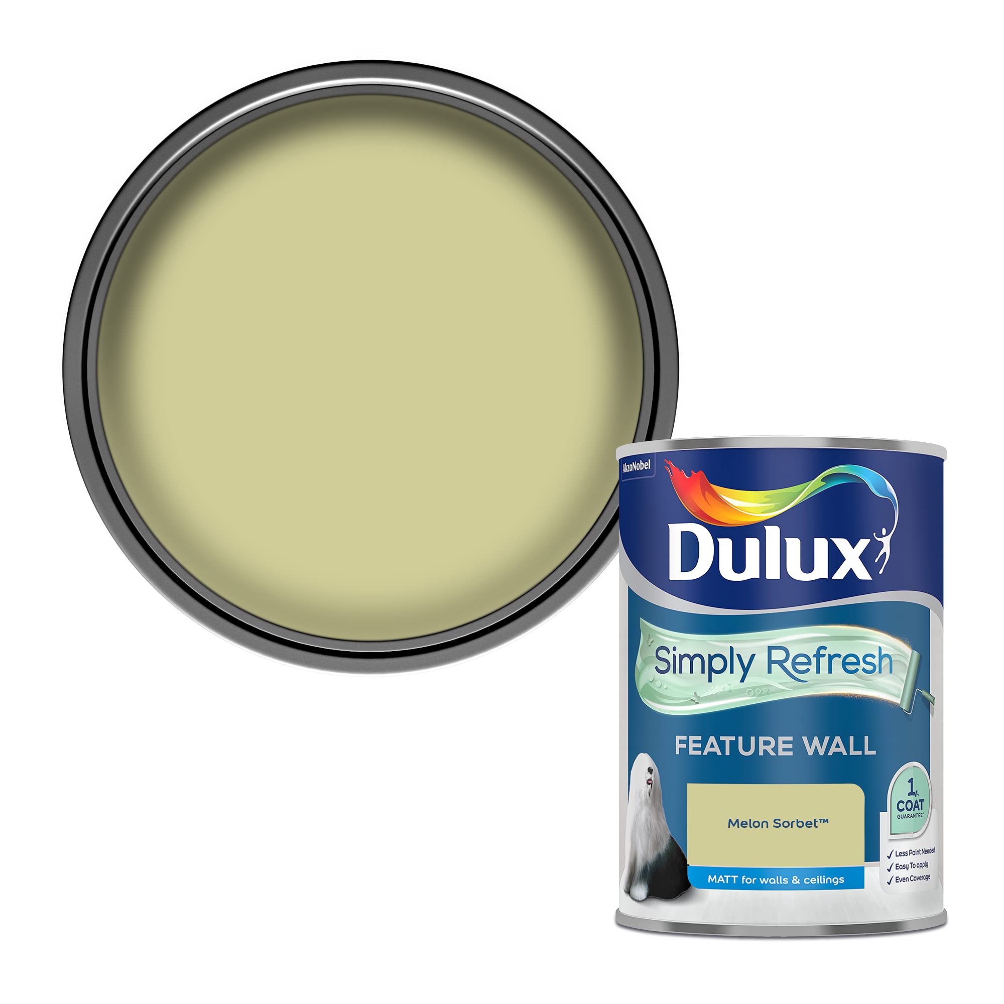 Dulux One Coat Melon Sorbet Matt Emulsion Paint, 1.25L