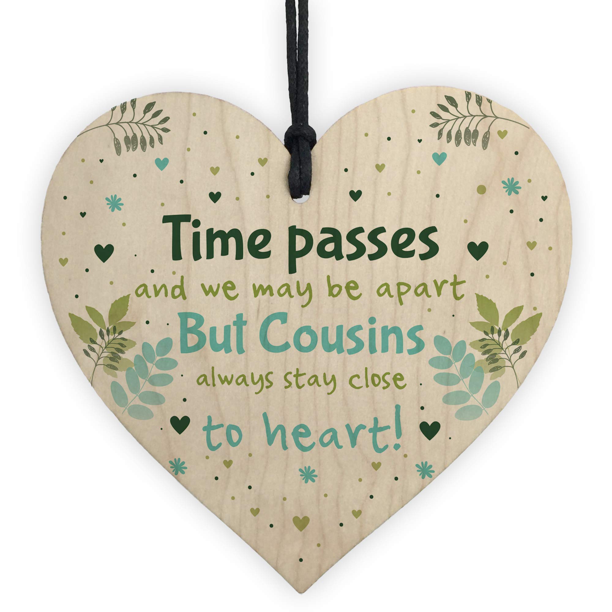 Red Ocean Girls Green|White Cousin Birthday Xmas Gift Wooden Heart Plaque Cousin Gifts For For Boys Family