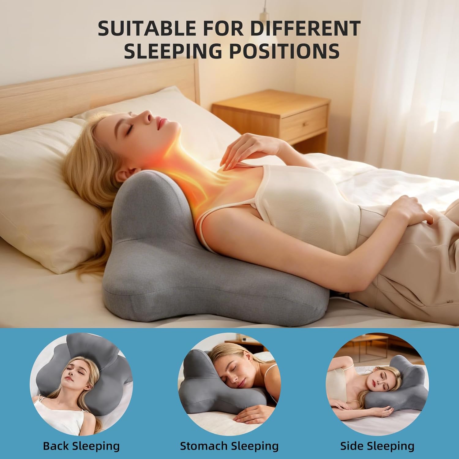 Bed Wedge Pillow for Headboard, Ergonomic Memory Foam Wedge Pillow for Lying, Snoring, Sleeping, Acid Reflux and Back Pain, Adults Support Reading Pillows for Floor Couch, Grey