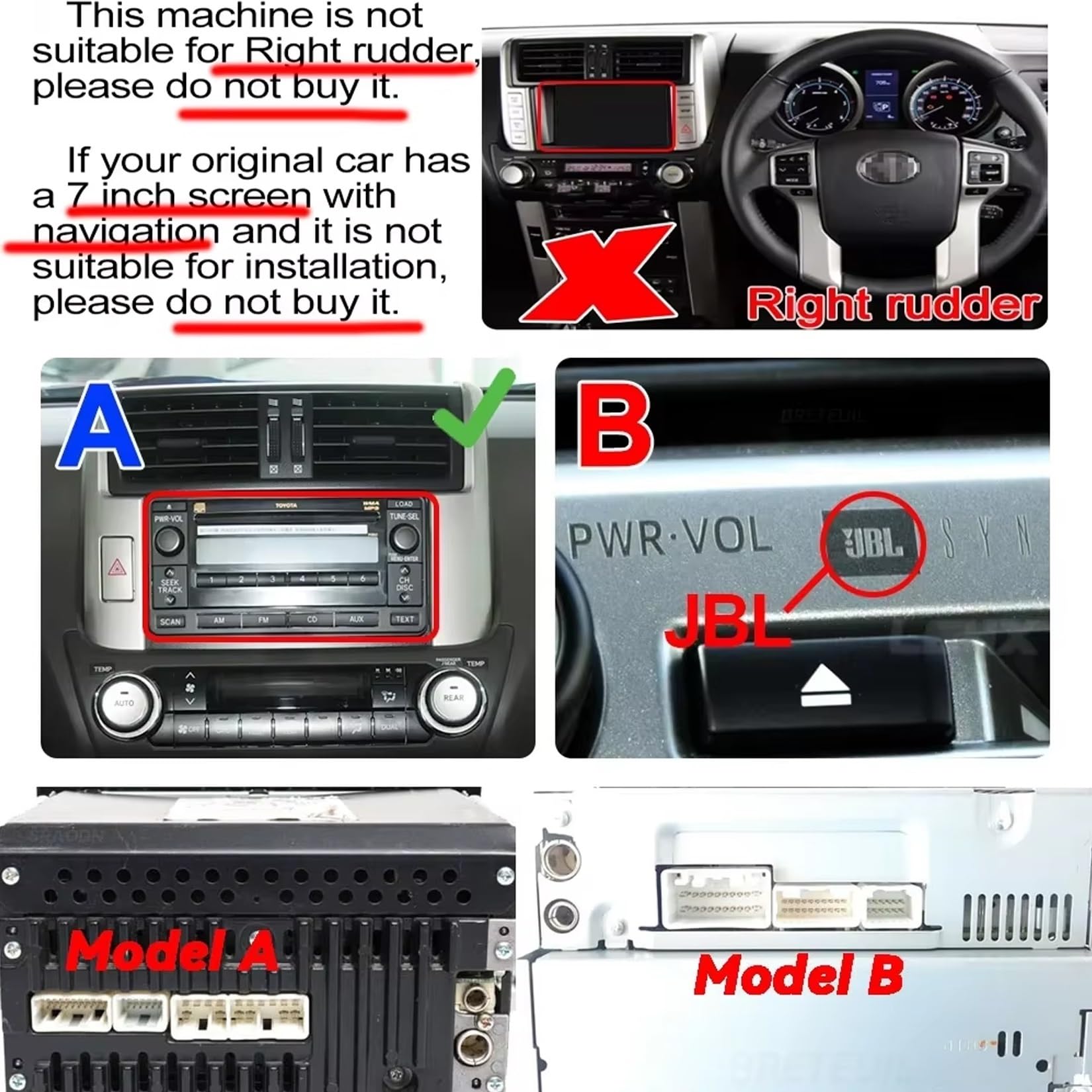 9 Pulgadas Doble DIN Android 15 Radio de Coche para Toyota Land Cruiser Prado 150 2009-2013 con CarPlay Cámara de Respaldo Controles del Volante GPS Navi Enlace al Espejo(H6 6G+128G)