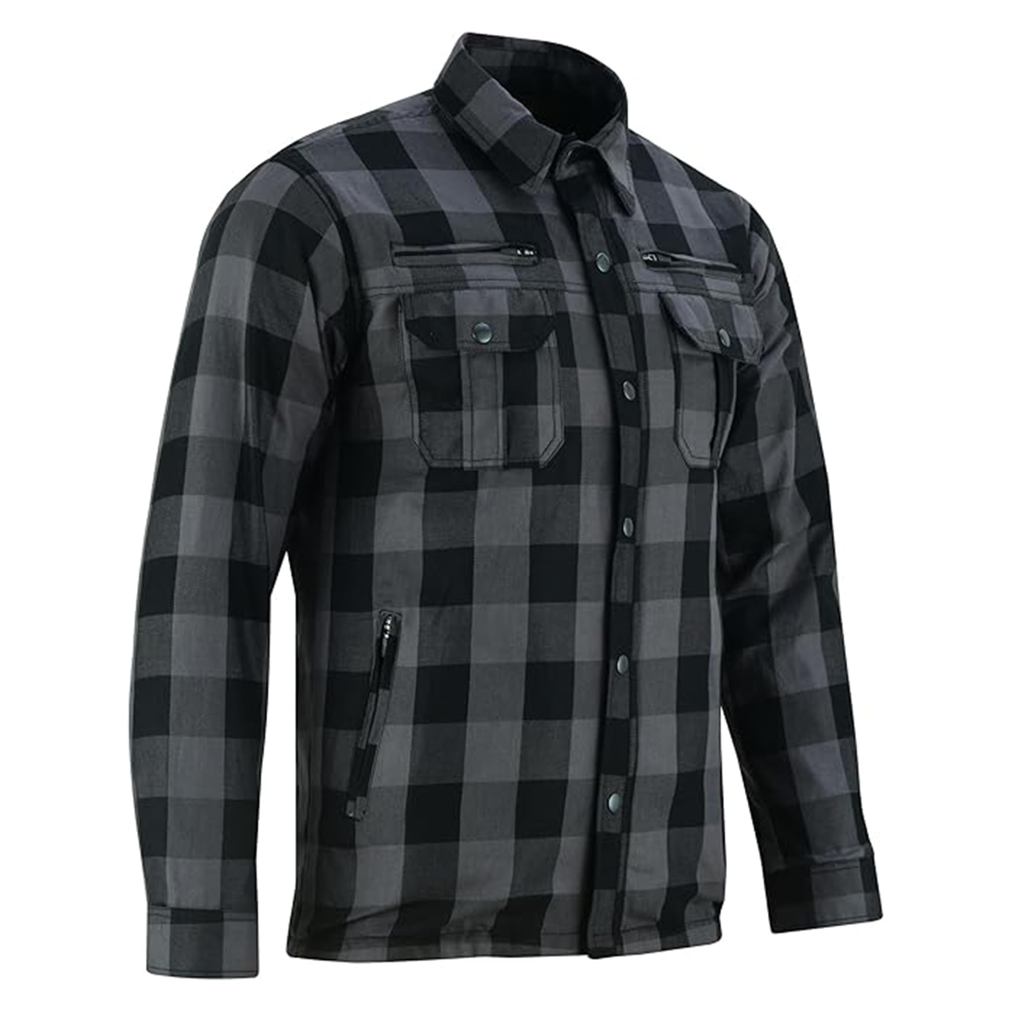 Daniel Smart Men's Motorcycle Shirt Plaid Biker Flannel Jacket Removable  Sporty Armored, Zipper Closure Water Resistant