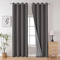 Vista 43 de Joydeco - Juego de 2 paneles de cortinas opacas de 63 pulgadas, 2 cortinas largas con aislamiento térmico burg, cortinas de oscurecimiento