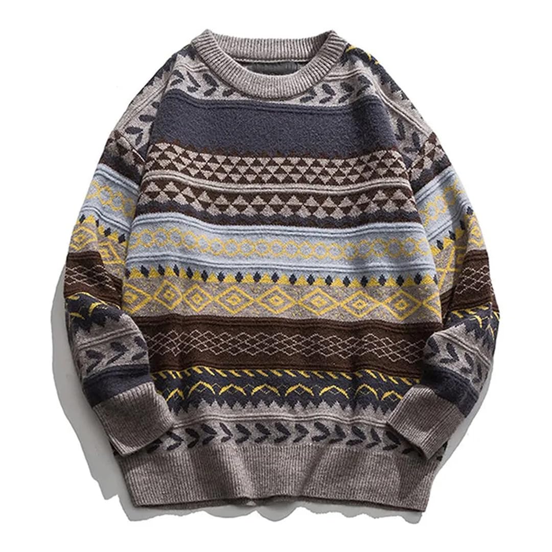 Maglione natalizio da uomo con scollo rotondo casual a righe maglione maglione caldo ispessito