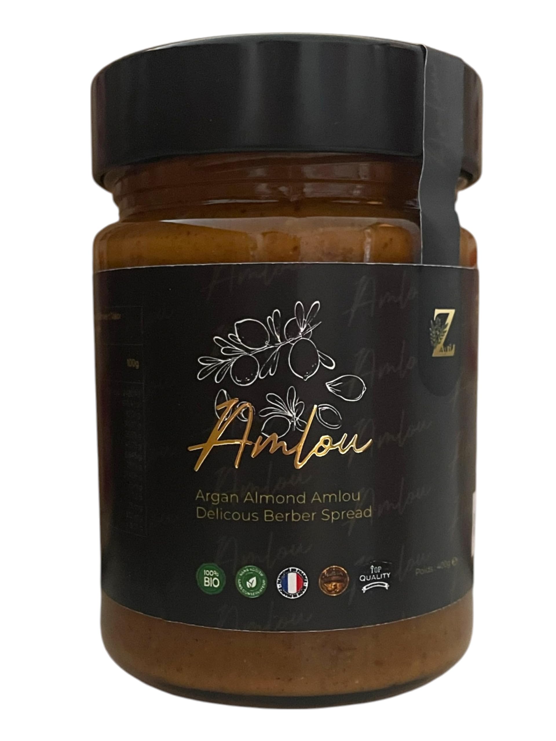 Pâte à tartiner 100% naturelle, amlou aux amandes à l'huile d'argan et miel d'oranger - Pâte à tartiner 100% Pur & Naturelle - Pot de 400g