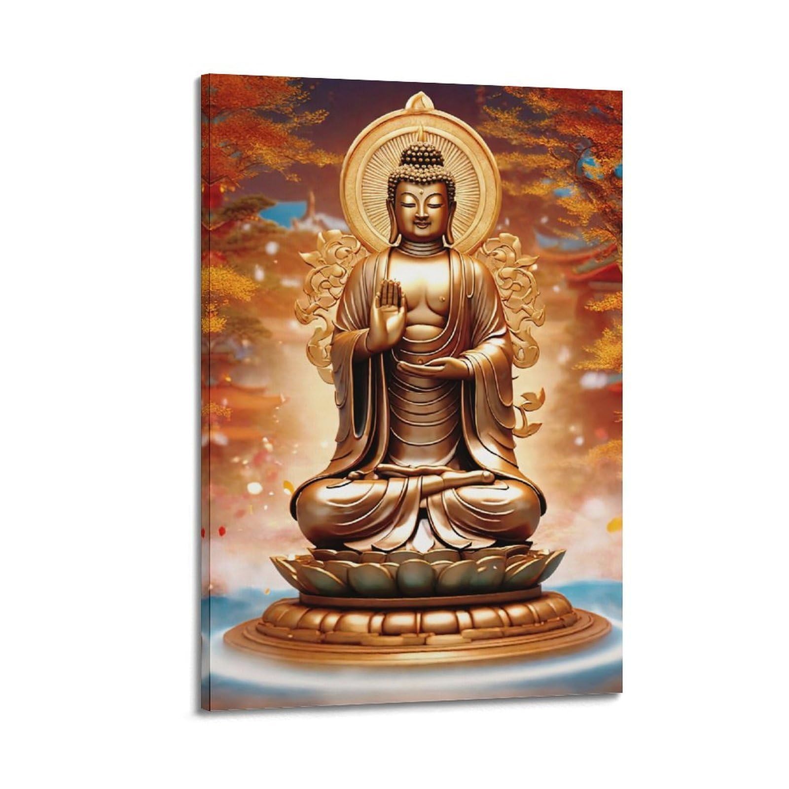 XKUGA Indian Buddhism Poster Sacred Spiritual Buddha Venerable Modern Decorative Canvas Prints - Ideal Wall Art for Family, Man Cave, Game Room, Boys & Girls Bedroom 24x36inch(60x90cm)