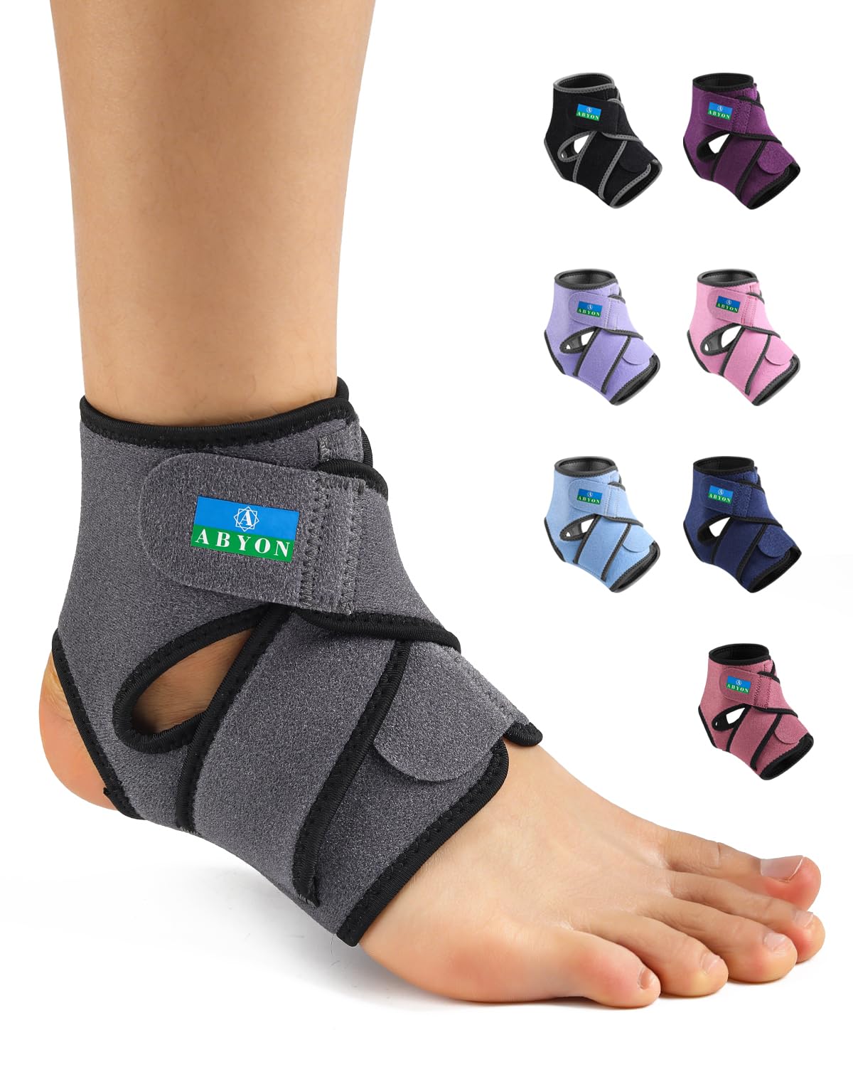 ABYON Neopren Knöchelbandage für Damen und Herren, Atmungsaktive Sprunggelenkbandage S/M/L mit Figure-8-Gurten für Basketball, Verstauchungen, Arthritis und Sehnenentzündung