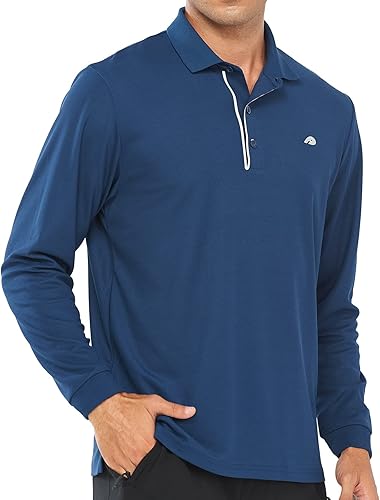 Miniatura 3 de ALLZERO Polo para hombre de secado rápido manga larga y corta estilo casual atlético tenis senderismo cuello