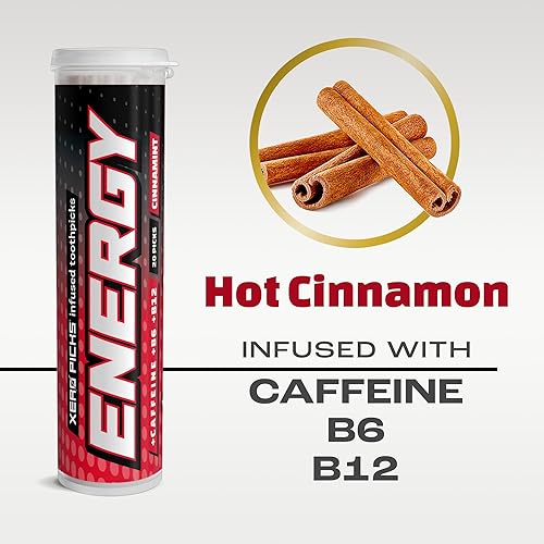 Miniatura 2 de Xero Picks Palillos de dientes con sabor energético con cafeína, púas B12 y B6-60 (paquete de 3 unidades, canela)