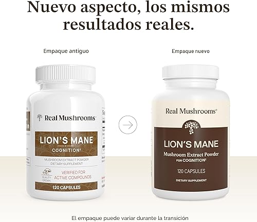 Miniatura 2 de Lions Mane Mushroom Cognition (120 cápsulas) Cápsulas de extracto de hongo de melena de león Suplemento para el cerebro, vitaminas cerebrales