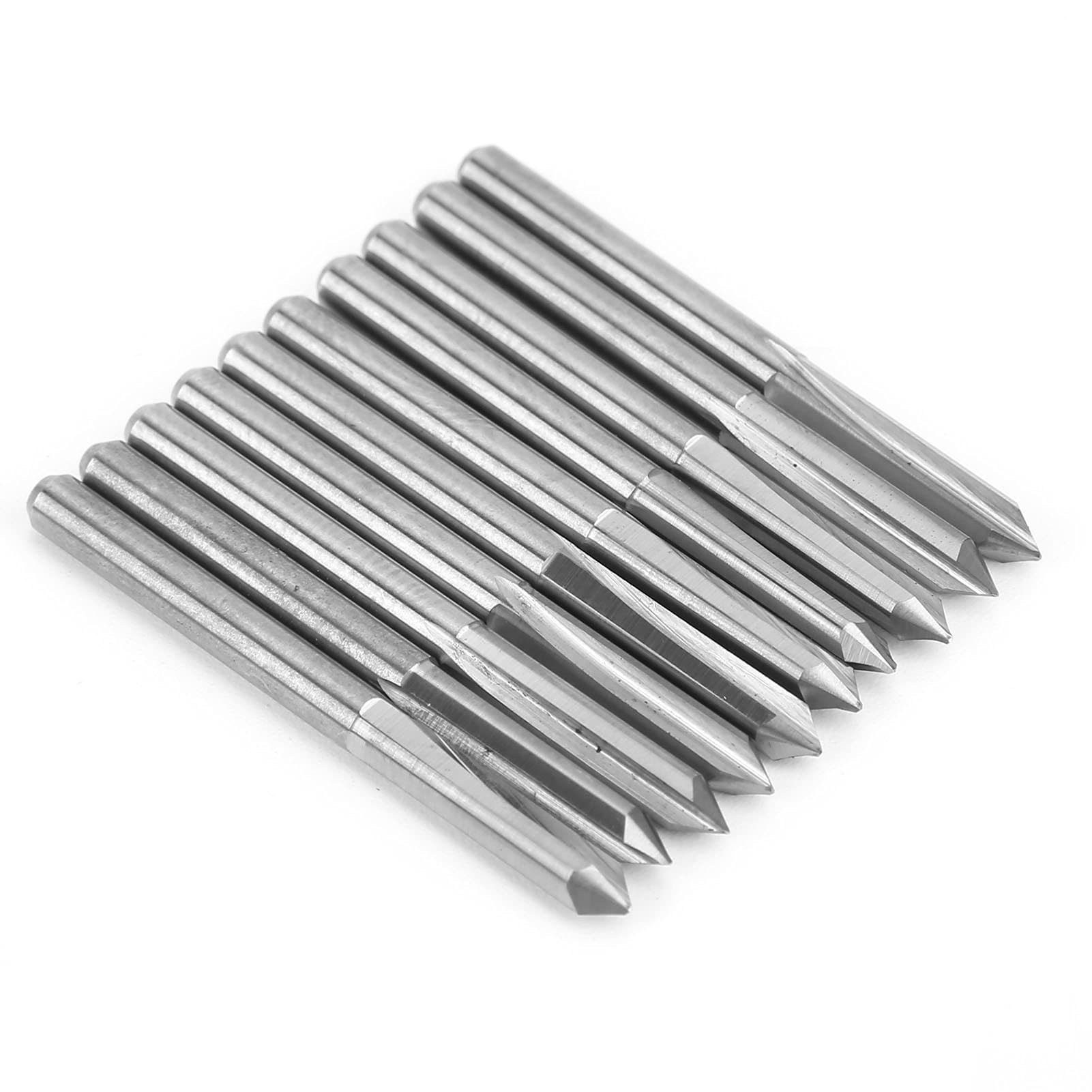 Frezy ze stali wolframowej 10 szt. 3,175 mm CNC Zestaw frezów do rzeźbienia w drewnie i grawerowaniu Wysoka precyzja Trwały do ​​profesjonalnej obróbki drewna Obróbka metali (60*0,3)