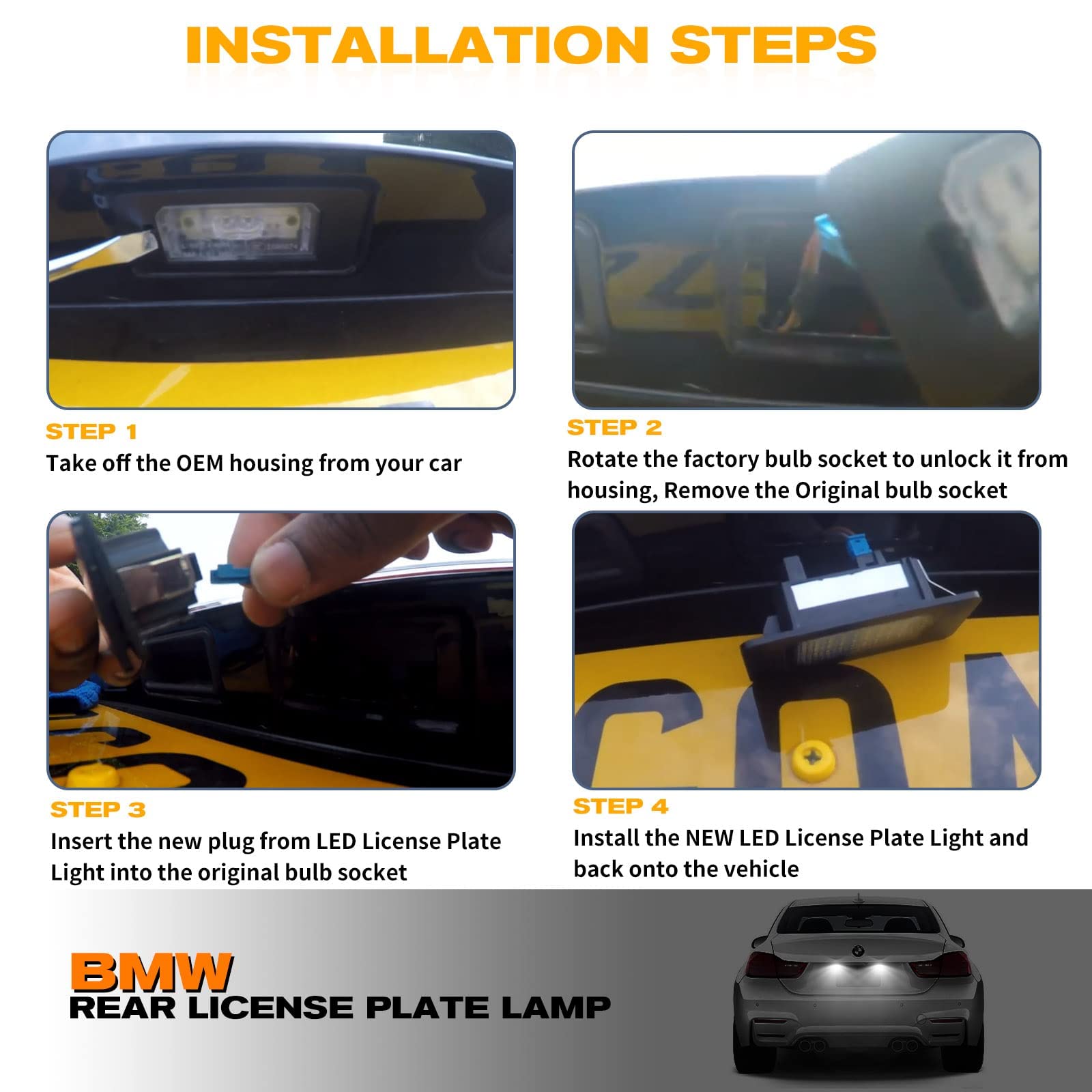 POPMOTORZ Luce targa a LED per E82/E88/E90, luce targa 18 LED 2835 SMD con CAN-Bus, luce targa bianca allo xeno per BMW E91/E92/E93/E39/E60/E61/F07/F10/F11/F18