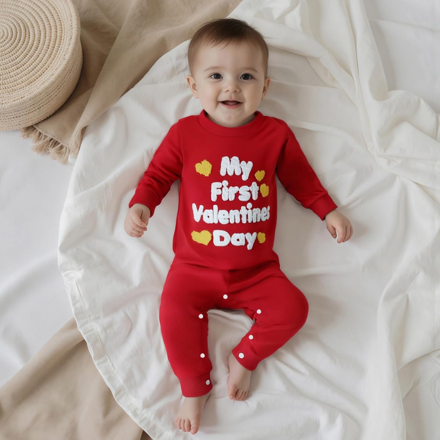 My First Valentines Day Baby Clothes Outfits Letter Heart Embroidery Romper Jumpsuit Newborn Girl Boy Clothing - Image 2