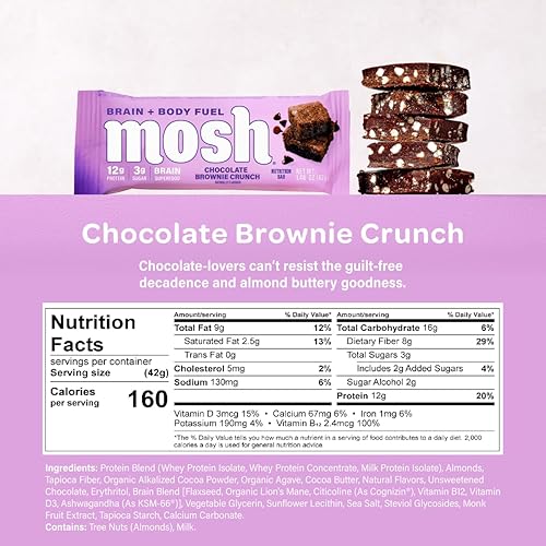 Miniatura 11 de MOSH Barras de proteína keto de chocolate blanco limón, altas en fibra, bajas en carbohidratos, sin gluten, altas en proteínas, aperitivo saludable