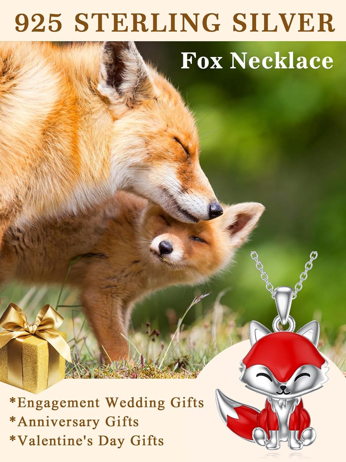 Fox/Turtle Necklace 925 Sterling Silver Animals Pendant Jewelry Gifts for Women Teens - Image 6