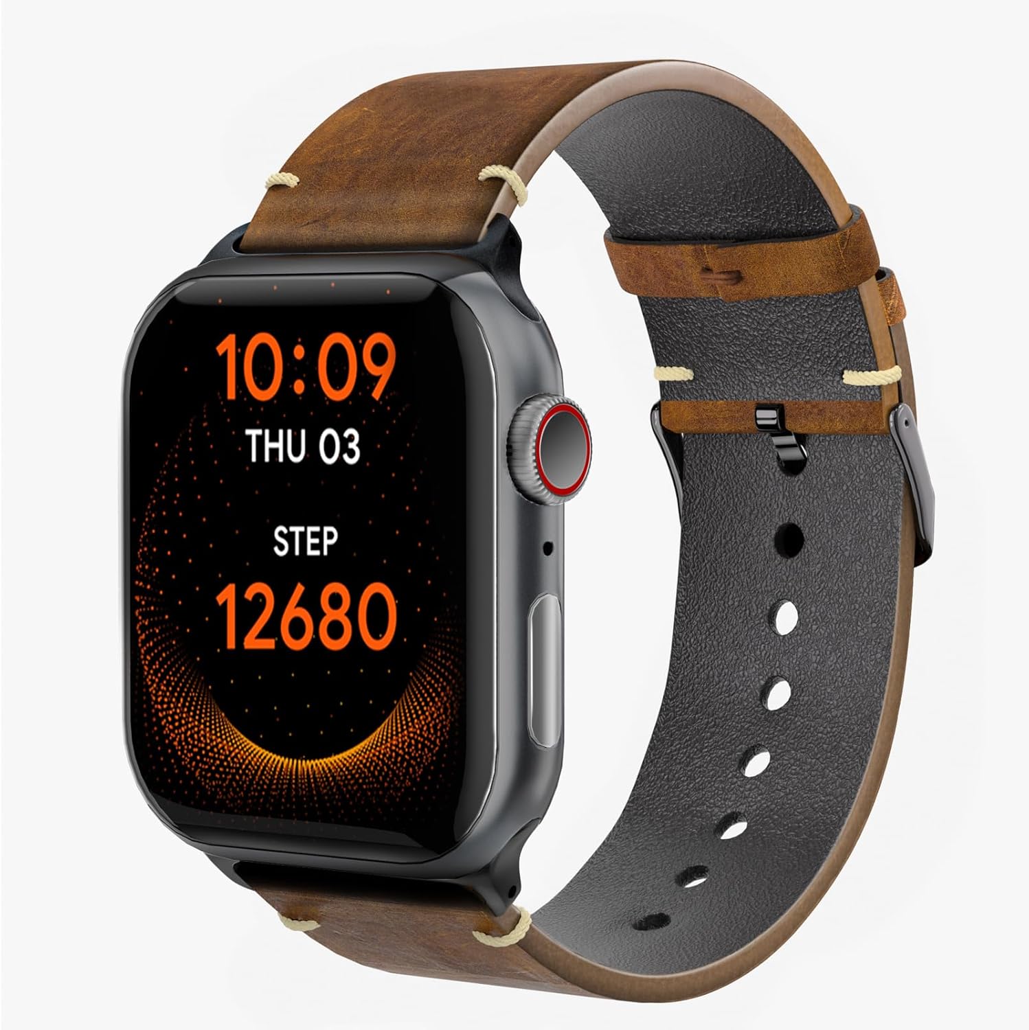 Handmade Double Sided Leather Bands Compatible with Apple Watch Band 42mm(Series 3 2 1) 44mm 45mm 46mm 49mm for Men Women, Retro Design Grain Genuine Leather Wristband Replacement Band Compatible for iWatch Ultra 2, Ultra, SE2, SE, Series 10 9 8 7 6 5 4 3 2 1