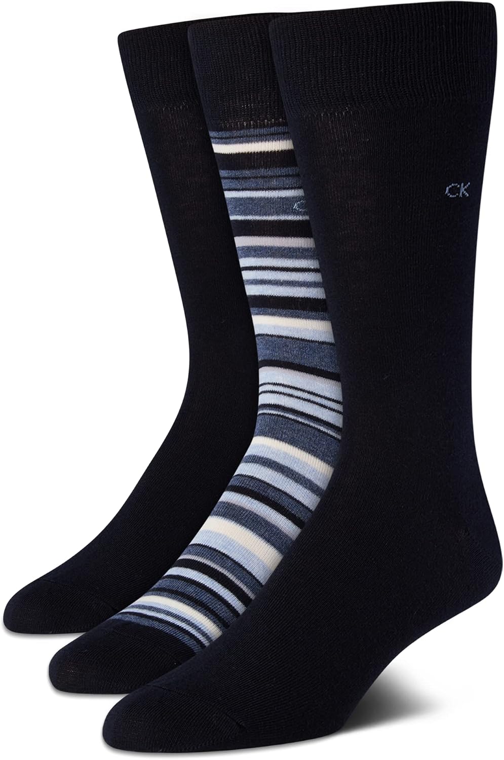 Calvin Klein mens 3 Pack Multi Stripe Solid Assorted Dress Crew Socks