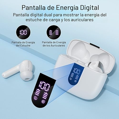 Miniatura 2 de TAGRY Auriculares Bluetooth Verdaderamente Inalámbricos Auriculares 60H Reproducción Pantalla LED de Energía Auriculares con Estuche de Carga