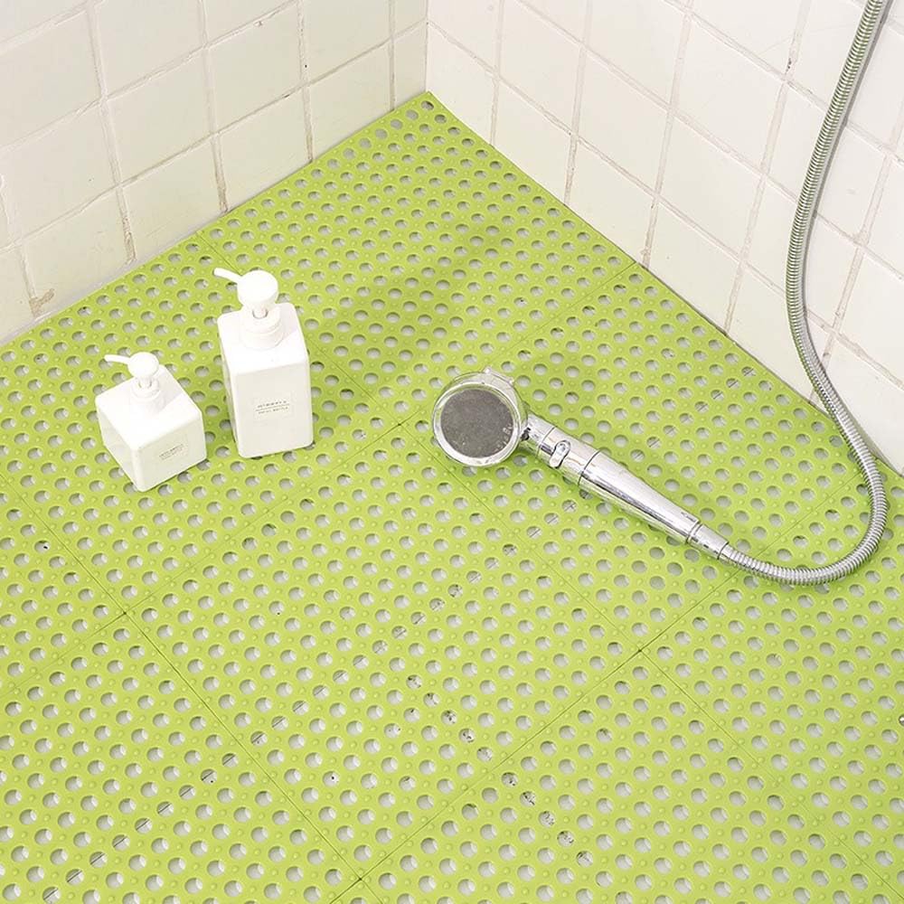 Bathroom Mat, Interlocking Rubber Floor Tiles Soft PVC Non-Slip Tile Splicing Shower Mat Outdoor Cushion Mat for Bathroom, Deck, Drain, Pool, Patio, Balcony (C,10Pcs/30x30cm)