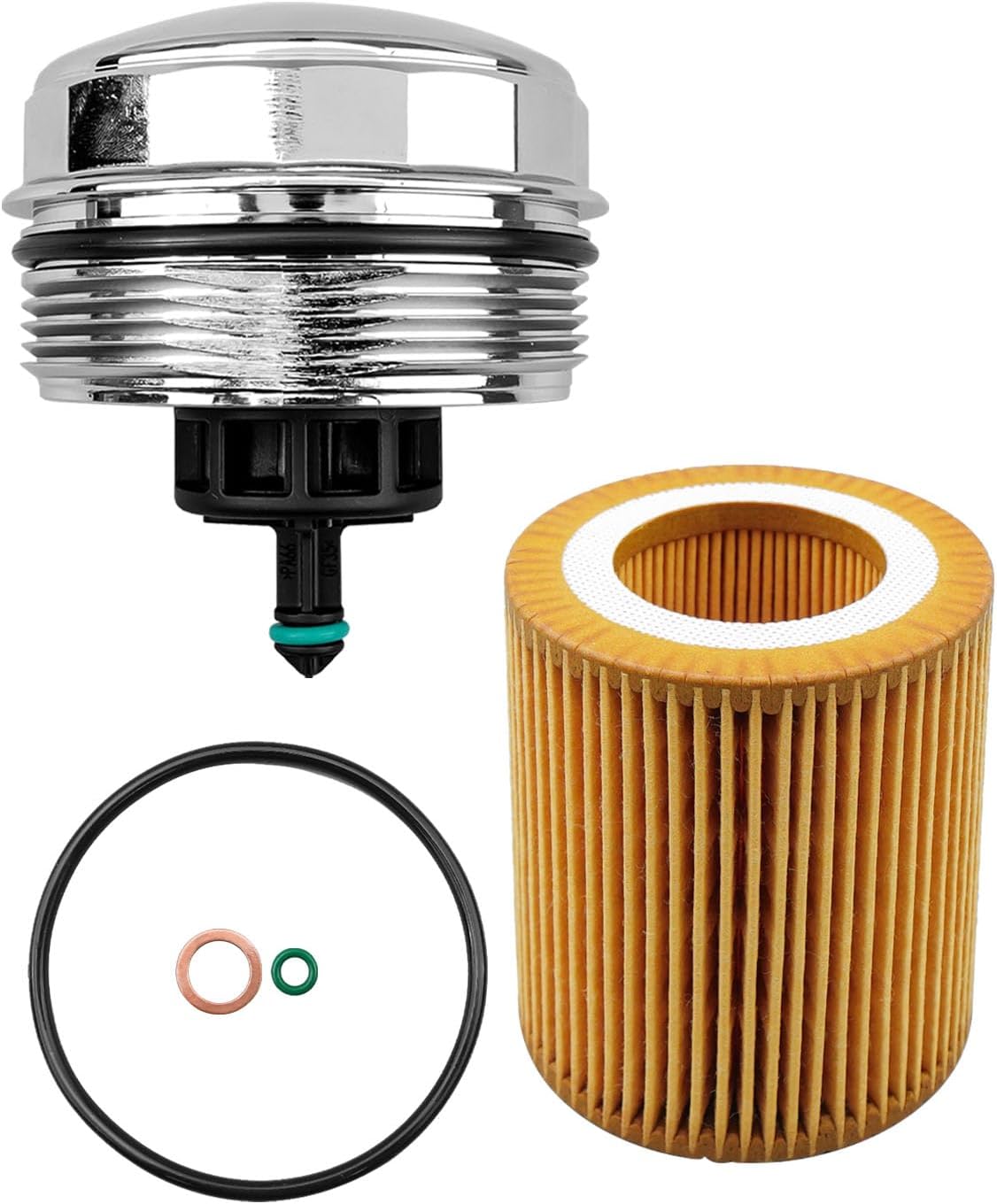 Aluminum Oil Filter Housing Cover Cap Replace 11427525334 11427525334 11427541827 Compatible With BMW E60 E70 E90 E93 F10 F30 128i 135i 528i 528i 328i 530i 740i X3 X5 X6 Z4 with Oil Filter & Gasket