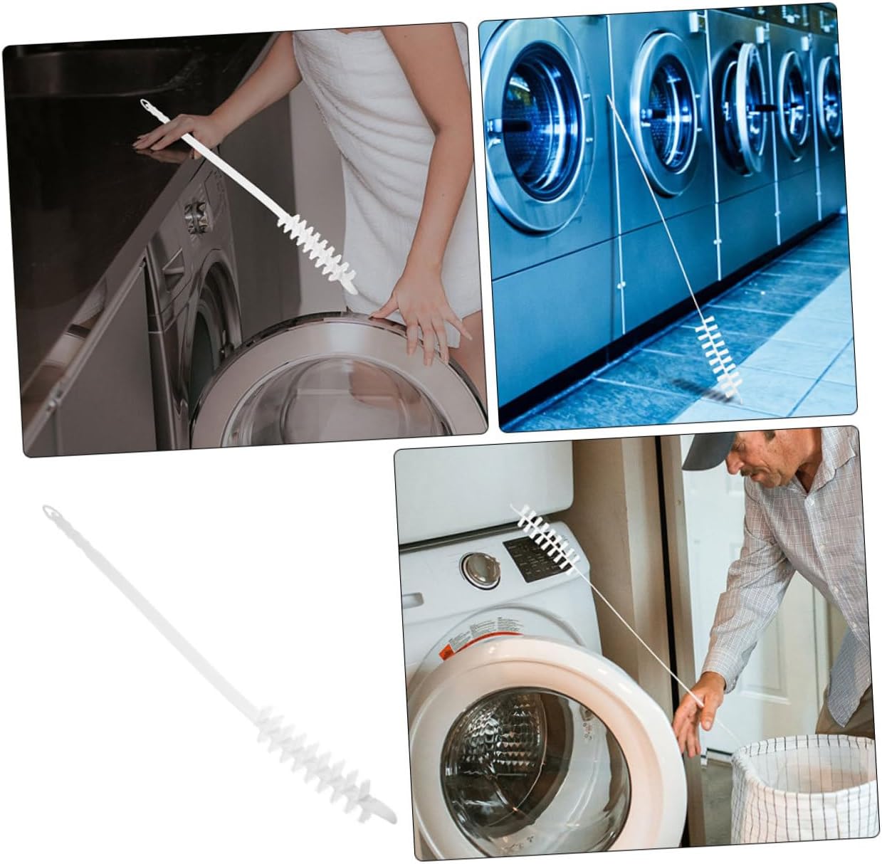 ULTECHNOVO 2pcs Rolling Washing Machine Cleaning Brush Lint Dryer Brush Vent Trap Cleaner for Efficient Cleaning