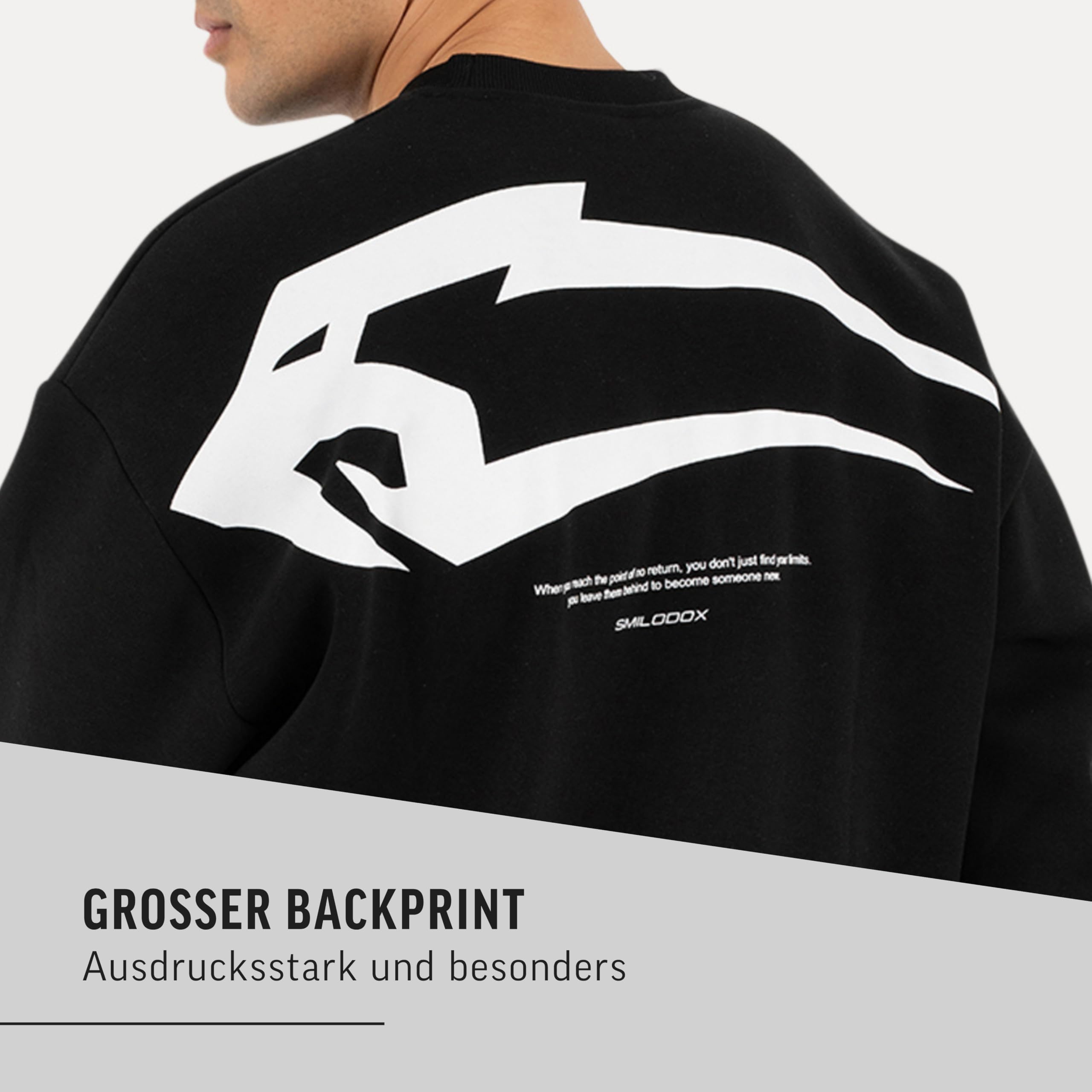 SMILODOX Sweatshirt Unisex Tane Oversize Fit Rundhals Pullover mit großem Rückenprint & Brustlogo, lockerer Streetwear Sweater aus weichem Material, Oversized Pullover für Herren Damen