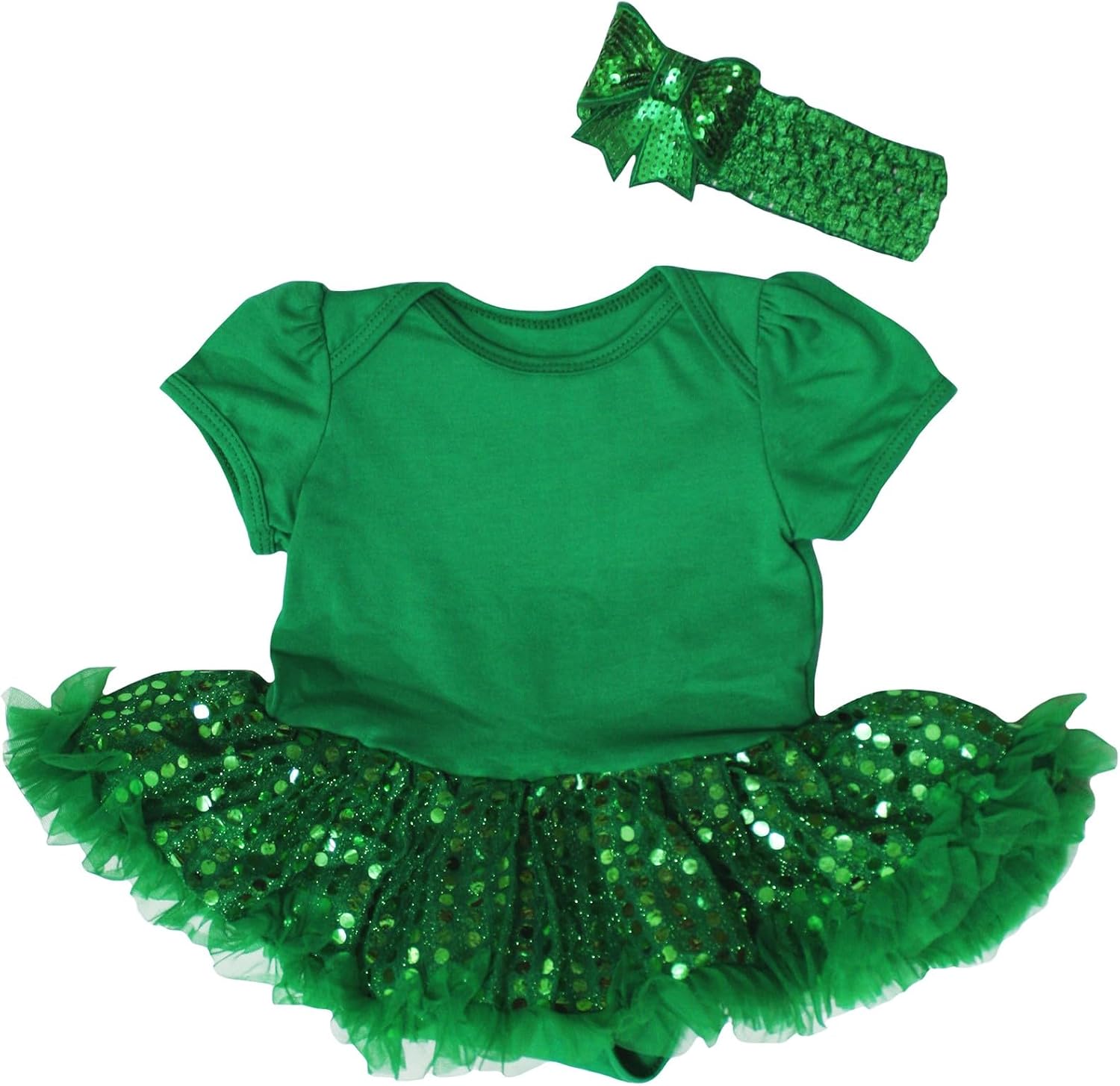 Petitebella Single Color Bodysuit Sequins Tutu Baby Dress Nb-18m
