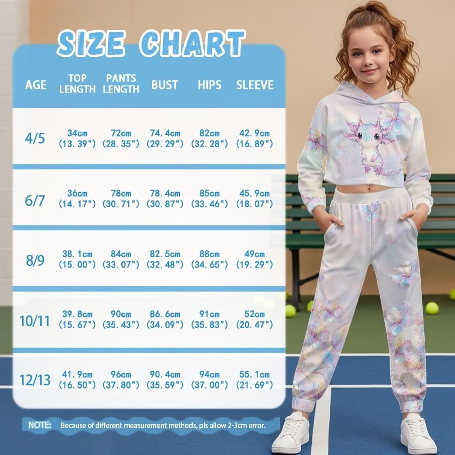 Cropped Girls Outfits Size 4-13 with Pockets Long Sleeve Girls Matching Sets 2 Piece