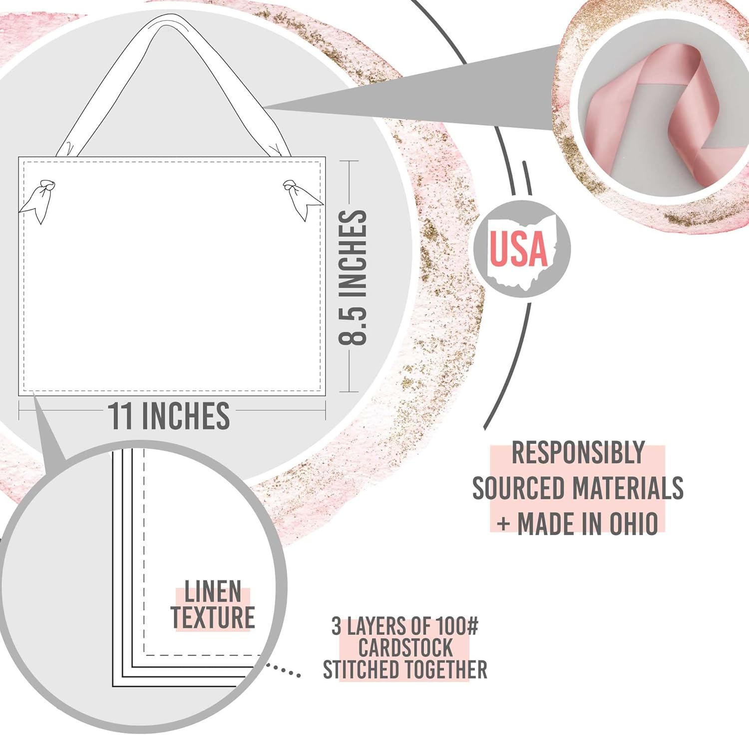 Ritzy Rose Reserved Chair Sign - Set of Two - For Wedding or Event Seating Arrangement - 11x8.5 in Decorative Sign Tailored with Your Preferred Paper, Ribbon and Font Color