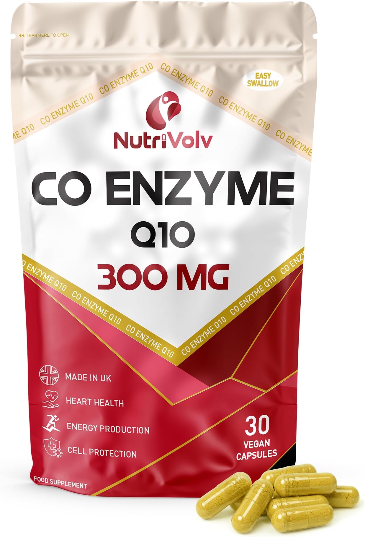 Nutrivolv Co Enzyme Q10 300mg Heart & Brain Health Care | High Absorption Promo Pack | 30 Capsules