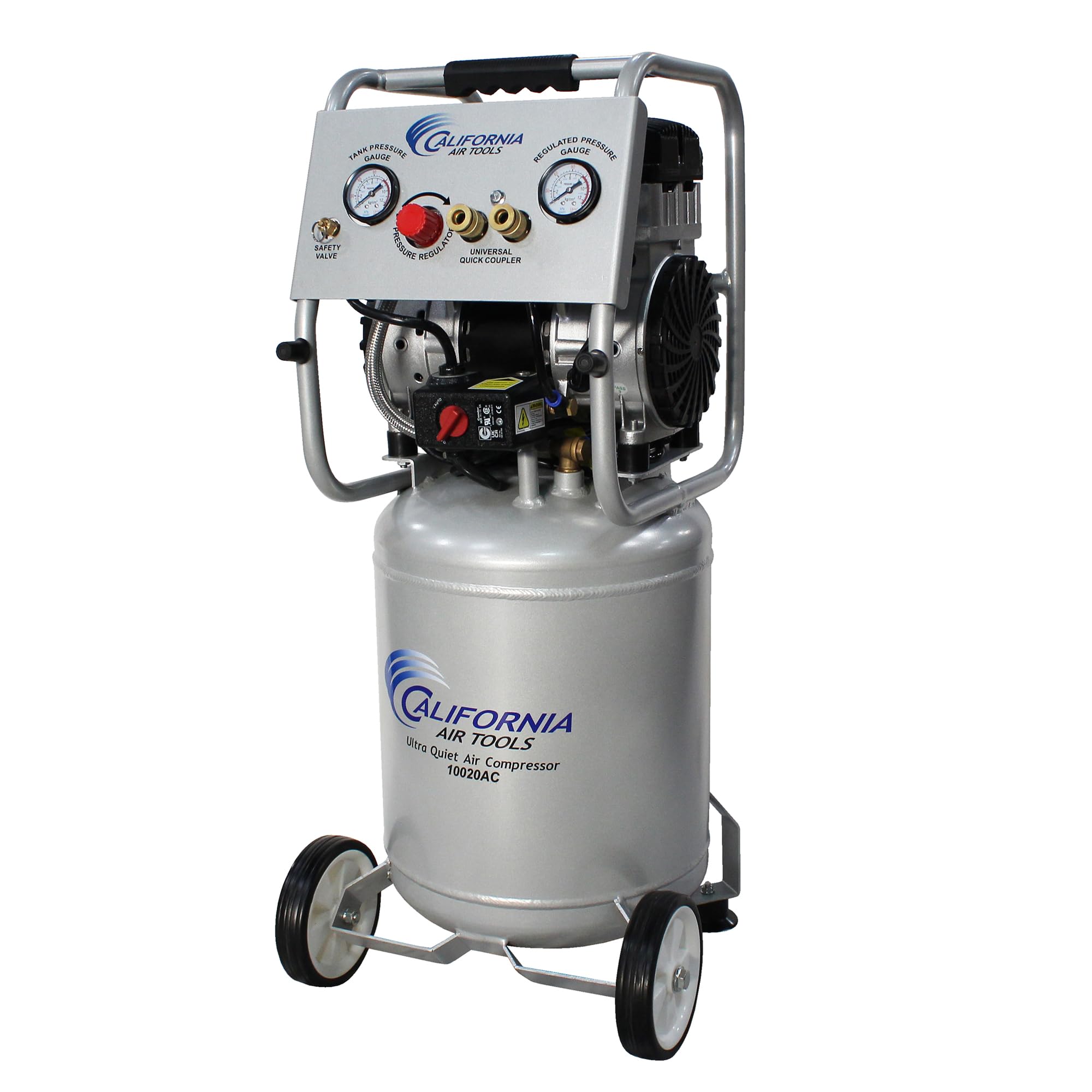 California Air Tools CAT-10020AC 2.0 HP Ultra Quiet, Oil-Free, Lightweight Air Compressor with Wheels, 10 Gallon Tank Capacity, 70 dB Noise Level, Electric, Portable