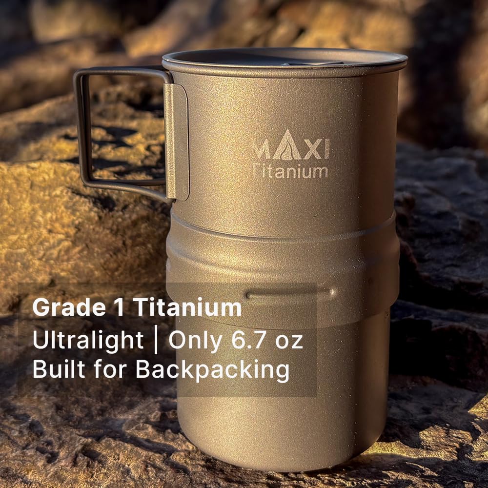 Maxi Cafetera moca de titanio, cafetera premium para camping, experimenta cervezas de calidad barista al aire libre