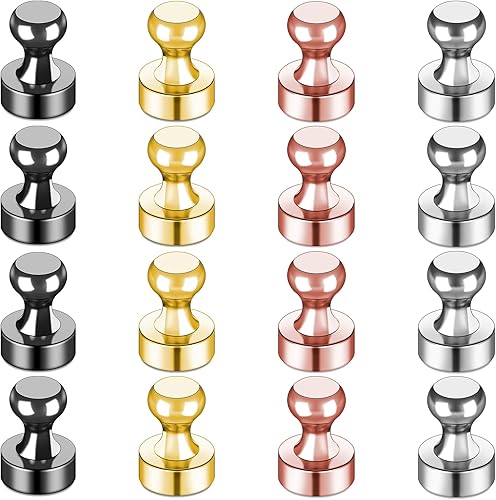 Miniatura 149 de Imanes para refrigerador, 20 unidades, imanes tipo chincheta de metal, dorados, ideales para pizarras blancas, oficinas, aulas o mapas