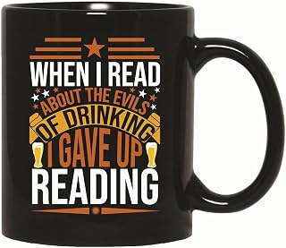 Gift of Humor for Drink Team Laugh at Evils of Drinking 11oz 15oz Black Coffee Mug