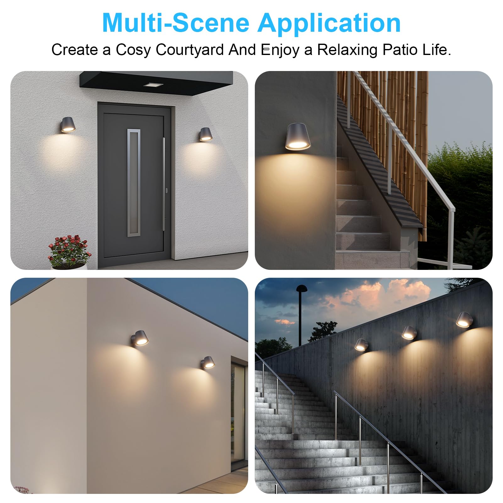 Klighten 2 Pezzi Lampada da Parete GU10 Esterni/Interni, Moderna Applique da Esterno, IP65 Luci da parete in Alluminio+PC, per Giardino Balcone Ingressi, Lampadina non Inclusa, Antracite