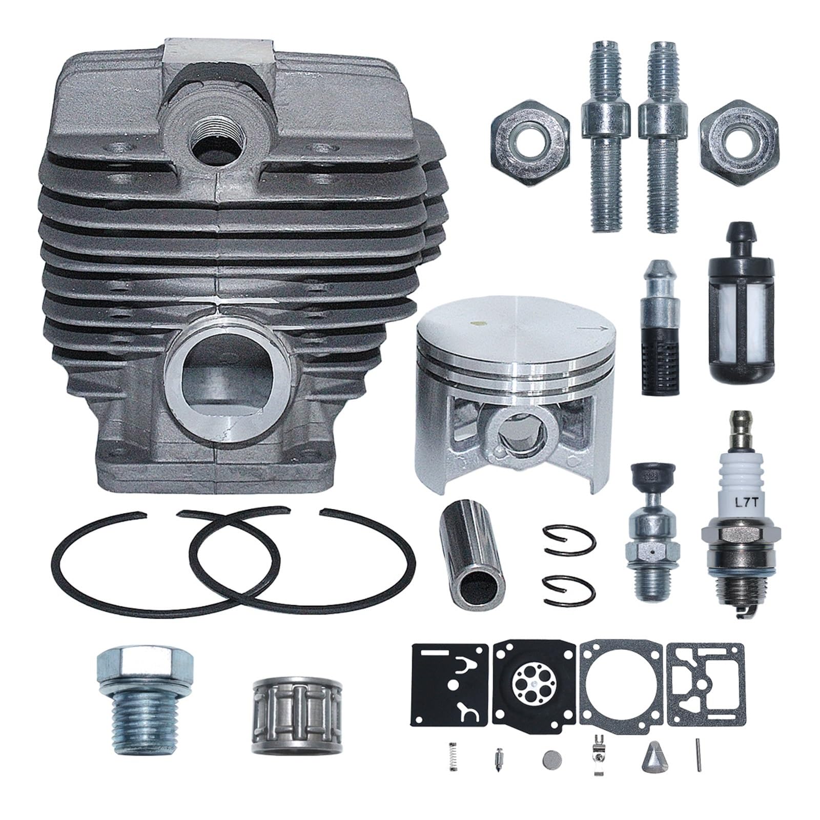Cilindro 50 mm para MS440 y 044 con válvula descompresión y tuercas de barra para motosierra