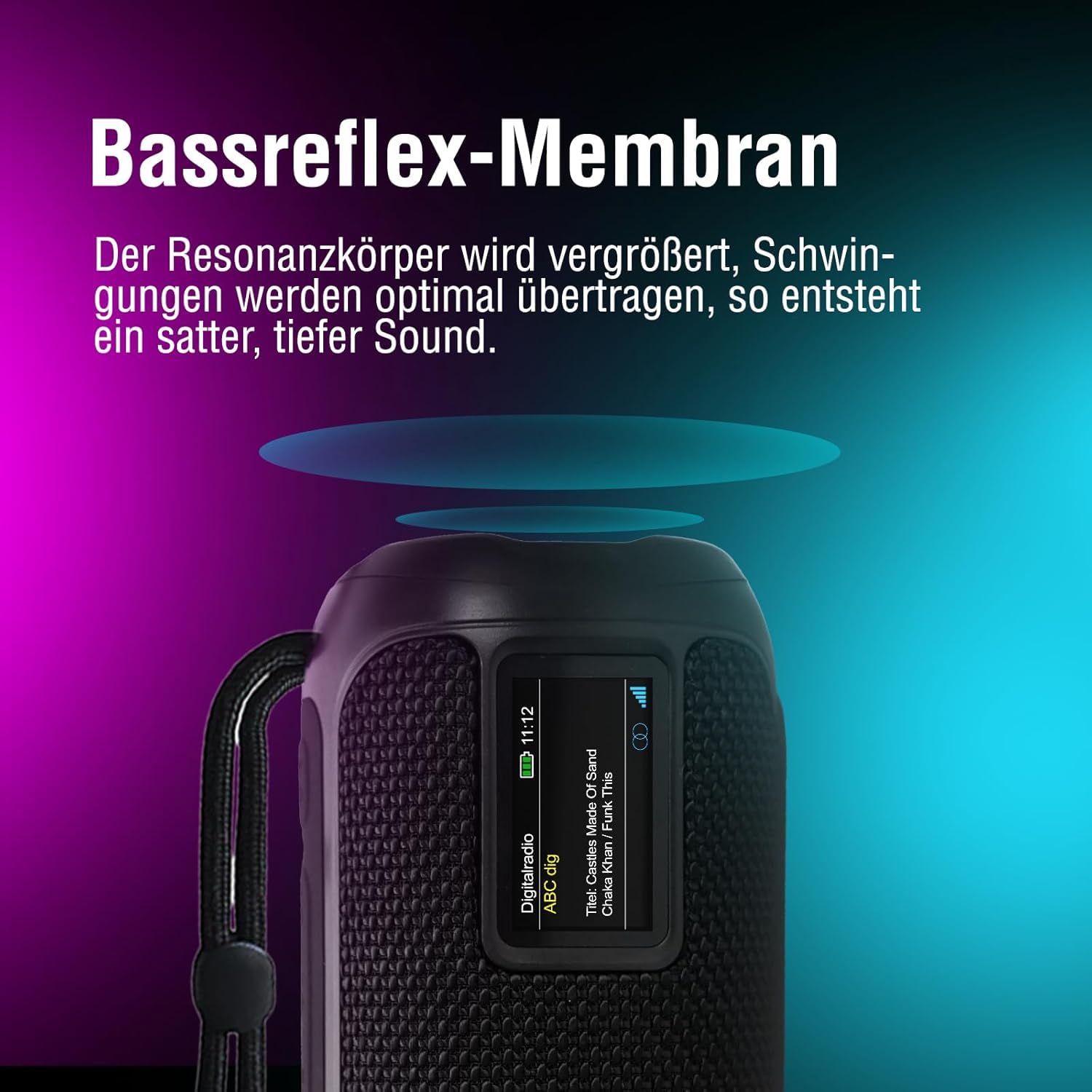 LEICKE DAB+ Radio Tube - Tragbarer Bluetooth Lautsprecher mit DAB+/FM, 4500mAh Akku, RGB-LED Lichter, 10W Stereo-Sound,Equalizer, USB-C-Ladung, Micro SD/AUX Anschluss, Netz- und Akkubetrieb, Schwarz