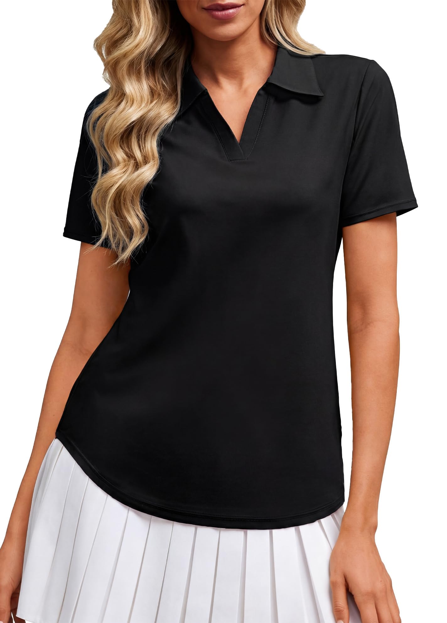 Alaroo Women's Golf Polo Shirts Short Sleeve Collared V Neck Tennis Golf Shirt Casual UPF 50+ Athletic Workout Tops