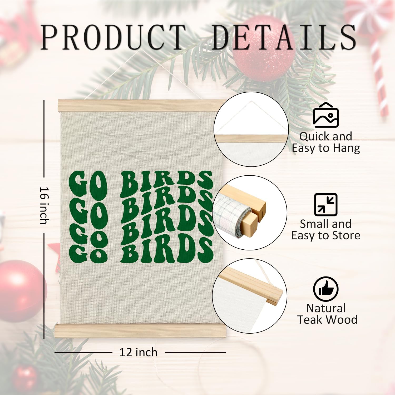 JOQUXI Go Birds Football Wall Art Decor, Football Decor for Boys Bedroom, Sports Fan Lovers Gifts Framed Artwork Poster Prints for Kids Boys Room Bedroom Playroom Man Cave Gym Sports Room, 12x16 Inch - Image 5