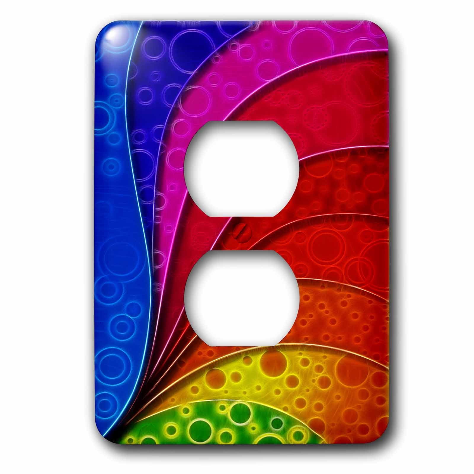 Placa de interruptor con espirales 3dRose arco iris digital para salones modernos